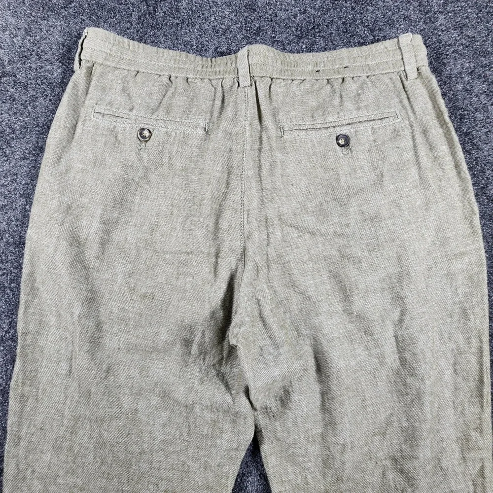 Banana Republic Mason Athletic Tapered Pants Mens 33x30 Olive Linen Cotton EUC